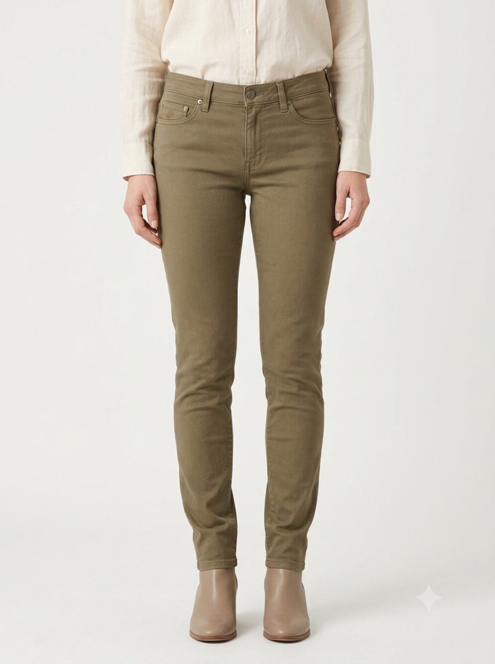 Eileen Fisher Skinny Jeans Women's 6 Olive Green Stretch Slim Fit 5-Pocket F5SUD